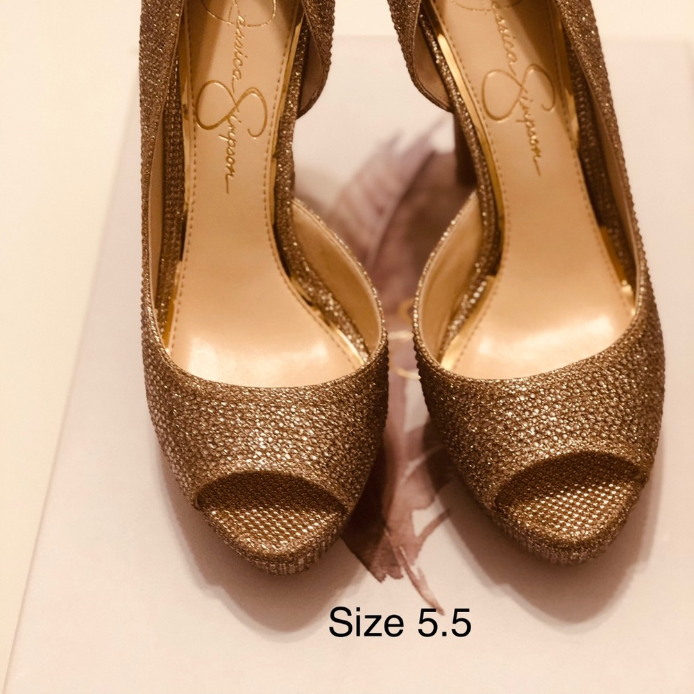 Jessica Simpson - Martella Gold Sparkle platform heels